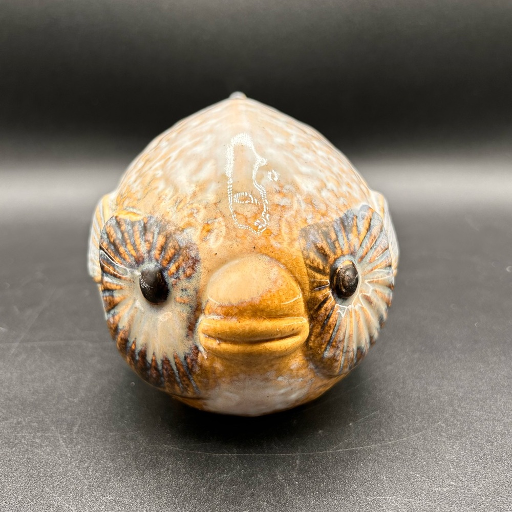 Ceramic Fish Figurine - Brown and Tan